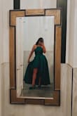 This dress is flattering for any size. I'm 5'8" 34DD bust and my pants size is 30-31. I ordered an XL and it was perfect. I didn't need to wear a bra because the top held me in nicely. The dress was extremely comfortable and fairly long too - I wore 6inch platform heals and the dress was about an inch off the ground. If you're on the shorter size I'd say you may need to get it hemmed depending on the heel you wear. When the dress arrived, I was very surprised at the high quality of the silk material. This helped the dress to keep its shape throughout the entire night of the wedding. It has a very elegant design and it has a perfect hidden pocket to keep your phone without ruining the look of the dress. I would give a 10/10 for this perfect emerald dream dress! - Amanda B.