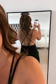 Such a gorgeous green velvet color, perfect for a fall wedding or winter event. A little loose in the chest area but still keeping it. Stretchy waist makes it super comfy! - Jess A.