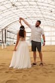Bought it for my unconventional wedding and received lots of compliments. The dress is light and flowy, exactly what I was looking for. Hugged me in the right places, the only thing I had to repair was the length, otherwise, this dress is perfection!!! - Ana C.