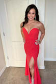 I loved this dress, and I got a ton of compliments on it. I did have to have it hemmed about 2 inches because I didn't want it to drag on the floor, otherwise it was perfect! - Kim Q.