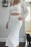 I feel like this is the perfect top and bottom for a beach day after your wedding! That's exactly what I'm going to wear it too. The top feels like a waffle knit but soft, very complementing to the V-neck line and the sleeves or long enough to cover my wrists with my long arms! - Danielle D.