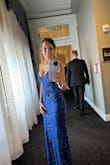 This dress was absolutely perfect for my brother's black tie wedding event.  The color is stunning and added bonus. It doesn't wrinkle for those, like me, had to fly for the wedding.  I received so many compliments on this dress.  It was beautiful!!! - Elizabeth D.