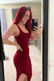 Absolutely loved the fit and look of this dress. To me, there was a little bit of a stretch which made it easy to get on for my hips that are definitely wider than my waist, and was able to move around comfortably in it. - Shannon D.