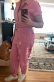 Great quality jumpsuit! Fits as expected. It does have buttons on the side so you can cinch the waist if you want a less boxy fit. - Shelby H.