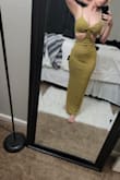 Perfect for Hawaii/beach vacation. I wore a nude strapless bra and barely could see it.
Versatile; Wore for a dinner with heels and then wore walking around the city with flats and very cropped long sleeve to cover cleavage. (Still able to see cut outs, just no cleavage ;)] - Kris M.