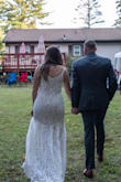 We decided to push up our wedding by a year due to my husband having a brain tumor, so I had to find something that would work with only 2 weeks to spare. It arrived quickly and I got so many compliments the day off. It was perfect for my backyard wedding and easy enough to walk in. - Chloe B.