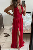 I got this in a size 6 and while it zipped up perfectly, the straps were falling down due to my small bust. I ended up getting it hemmed at the shoulders and at the bottom because I'm 5'1 and it was way too long even with heels. Besides that, I love the look of this dress. It's not form fitting so fits comfortably but still gives those sexy vibes with the cut. - Melanie M.