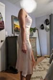 First purchase with lulus and I'm thrilled! Such a beautiful flattering dress! I bought it early for a wedding next July, and can't wait to wear it. Like others said it is more light pink in person but still beautiful. I generally wear a size medium but others said it ran large so I ordered a small and it fits perfectly! Also super comfortable, moves nicely. Will definitely order from lulus again! - Vanessa B.