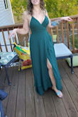 My dear friend is getting married, and she wants the bridesmaids to wear any style they want, as long as they are emerald green. I ordered three dresses and this was the immediate winner! I feel so sexy and beautiful in it! I also wear an insulin pump, and this dress hides it well. The only downside is that it is SLIGHTLY lighter than the other emerald green dresses, but the bride was fine with it, so I'm going to wear it! - Kimberly L.