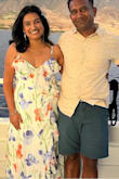 Dress fits true to the size, fabric is so comfortable and elegant. I got compliments on my dress during my honeymoon trip to Maui. Love the dress. - Prabhjot K.
