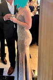 Def recommend! Super flattering and fit like the glove aside from length which, being short, I assumed I'd need some adjustments there. The only not great thing was that the shine effect is caused by actual glitter and I'm not a big glitter fan as it tends to shed but it was manageable! Perfect dress for the black, white, and champagne (gold) event I purchased it for. - Sam C.