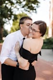 Our wedding in 2020 was not what we envisioned, so we treated ourselves to an anniversary photo sesh! I ordered this dress in both black and light blue and ended up going with the black for the photos (still kept the blue, though). Great fit with GREAT stretch! It's super comfy; I thought the shoulders would bother me, but they're perfectly fine! I didn't wear a bra underneath and felt secure! Only issue was zipping the dress was a little difficult over the waist seam, but I found what worked for me was to zip it up past that point before putting the dress on over my head. The length of the small was perfect for me (5'5") with some ~2 inch heels. Will definitely rewear both dresses again and again! - Catherine K.