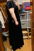 The quality of this at the price is really incredible. Its weighty velvet that smooths rather than clings to every little bump. Fiancé was speechless and could not keep his eyes off me all night at the wedding we attended. Excuse the try on pics, I sadly didnt get any of us at the wedding.

The one thing that could have made this better was a modesty snap that I could have used to close up a bit of the front so that I could wear a normal bra. As it was, a deep plunge bra still showed a bit even after using a lot of double sided tape. - Allyson T.