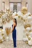 This dress is amazing, it fit me well, just the strips are a little bit loose and I have to tighten them up. The fabric is stretchy, nice style around the waist to make it look smaller. - Quynh D.