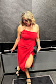 The color is so vibrant I loved it! Wore to a wedding and first time purchasing on this website. I will be buying another dress from here again! - Amanda G.