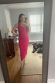 I am in my best friend's wedding and she requested we all find hot pink bridesmaids' dresses. I ordered this and am so happy with it! It's fun, flattering, and comfortable! I probably could have ordered an XS if I wanted a tight fit - but the S gives a little extra room for eating and dancing comfortably! The one-shoulder is unique and cute! - Annie H.
