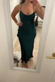 I wanted to love this dress so badly and wear it to my friends wedding bc I loved the pattern. Unfortunately the length is a little odd and it's not quite floor length (I'm 5'4") so it looked more cocktail than black tie :( also bc the fabric is not stretchy at all I had to go one size up from an M to an L (normally I'm a size 6) - Andrea R.