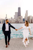 I wore this for our engagement photos and LOVED IT! Our photographer couldn't stop talking about how amazing it was as well.
I originally ordered this in a small and it fit perfectly on the top, but was definitely too tight on my hips. I reordered a Medium and it ended up being perfect! I'm a bit shorter so the top was a bit loose but for someone taller I'm sure it'd fit like a glove. - Courtney R.
