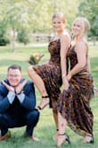 Everyone was absolutely obsessed with my girl's bridesmaids' dresses. They went perfectly for my Sept 16 wedding in PA. The sun reflected on the copper flowers of the dress beautifully and they were so unique which is what I was looking for instead of the standard single color everyone usually chooses for BM! So many guests complimented me on them. I will say the quality is not the greatest, 2 of the dresses ripped at the seams by the end of the night so don't expect them to last more than one event for sure. Crappy quality, but beautiful pattern. - Jenny B.