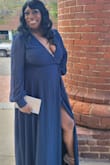This dress was exactly what I needed and fit my shape perfectly (XL) with a VERY forgiving and flattering midsection cut and wrap around style that's guaranteed to fit! With three inch heels, I was able to walk normally without holding the dress up to avoid tripping. Simply elegant! - CYNTHIA B.