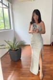 True size and it's exactly like the photo. This elegant dress is so well fitted on me. Highly recommended - Amelia C.