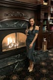 I love this dress and got tons of compliments. Hugs your curves the right way and is made of nice soiled material. - Candice E.