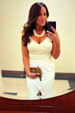 I was so happy to have this as a backup dress for my court wedding. My other dress was destroyed by the dry cleaners and I didn't see it until the day of! However, If I had time I would have taken this in to get the bust fixed. The material shifts exposing the girls, and that is just not cute unless you want to have a Janet Jackson 2004 Super Bowl moment. So I was adjusting the girls throughout the evening, and the material moves around underneath a lot. Also, it is NOT wrinkle proof! Otherwise, the dress was very flattering on my tummy, and will look great in pictures! I would recommend wearing it for short periods of time, this dress will not hold up for hours on end. - Hailey R.