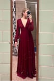 I love this dress! I bout it for my sisters' wedding, where I am the maid of honor. It is classy and timeless, I love the way it flows. And I love that there is no slit! The back is definitely the star of the show. - Clara V.