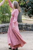 Love this dress. So many compliments. The perfect flowy, wrap dress for formal engagement photos or as a wedding guest dress. You can easily pin the slit to ensure no free shows. - Summer C.