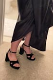I read reviews that the heels run large. I'm usually a 9 but went with an 8.5 and the fit perfectly. Super cute only downside is the straps don't secure your feet in so the toes have a tendency to slide to the front of the heel. - Andie M.