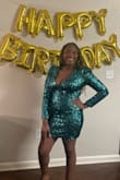 Purchased this outfit for my birthday and it was a hit! I usually am hesitant about buying online but I'm happy I did. Material fits good and was comfortable all night. Only regret not putting on shapewear. - Shiann B.