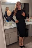 This dress was everything I was looking for. I wanted something that would make me feel confident and classy. I received compliments all night long. I paired this dress with the "Shenay Black Suede Pointed-Toe Ankle Strap Pumps." I ordered the Medium and Large and ended up being between the two sizes. I opted for the Medium because the dress looked better hugging my curves than being a little loose around the waist. The material is nice and thick and the back has a wire structure to keep its shape. - Brenda T.