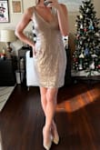 Wore a similar dress in a production show I worked on and was so pleased to find something similar. Not as gold as it appears on website but still stunning in bronze. - Jen F.