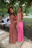 The material was thick perfect length flowy heavy dress, beautiful tone, I felt like the prettiest lady at the wedding. My favorite is the sexy cut to show cleavage since the dress is so classy and elegant looking! A must-buy ladies! - Nayla R.