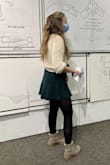 I wore this skirt with a lulus top for my final presentation at college and I loved it. The skirt fits well and isn't super short (it is short but I wasn't flashing everyone I was presenting to). There is a little space in the waist when wearing it but it didn't fall down. There is a little bit of pilling, but it's not impacting the way it looks. It is a slightly thicker material but overall I love it and want one in every color. - Isabella S.