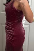 The mauve color was prettier than expected and the dress itself is soft and comfortable. I chose to return it though because it ran bigger and I found it unflattering from the side. The dress bunched up in the back and wouldn't lay smooth. I thought the ruching would hide my constantly bloated looking belly but I think maybe because of the extra looseness it just accentuated it. I'm gonna try the xs and see if that helps. - Rebecca R.