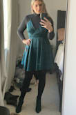 Cute dress! A little more baby doll than anticipated, but very cute. Wore to a Christmas concert with a black turtleneck, black tights, and a fur coat - Chelsea D.