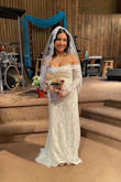 This dress was beautiful. It made me feel like a bride. The only issue I had was the zipper, but my mom was able to sew me in and it looked perfect - Jazmin N.