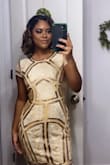 This dress was absolutely perfect. The fit was true to size, the material is quite smooth on the inside and non-itchy, it also does not raise consistently. The design is quite unique and brought about many compliments. Photos attached :) - 10/10 recommended - Jurnee S.