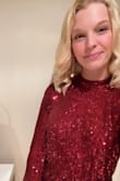 Such a fun romper for our holiday party!! True to size, easy to dance in, but the sequins did stick together every now and then. Came apart easily and would buy again in other colors! - Melanie Z.