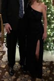 Loved the material. Very comfy, and flattering. Navy is really dark so appears black in darker lighting but still love the color. Went great with my sapphire jewelry. Lots of compliments at the December wedding I attended. - Darci M.