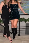 I loved this dress for New Year's eve. It is definitely short but fit me well otherwise. The material is stretchy and the straps are adjustable which was nice. Only complaint is that the sequins along the inner lining at the top are itchy/ uncomfortable. - Maddie F.