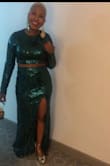 I loved this set. I changed the silver zipper on the top to a green one. I had the sides taken in a bit. It fits true to size. I wore tall platform heels do I wouldn't need the skirt altered. - Aricka A.