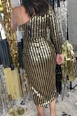 I ordered in a medium based on recommendation but ended up order a large instead. The medium fit but the slit came up way too high since it was a bit snug. The large fit perfect!

I wore this dress for New Years and got so many complements! - Amber H.