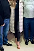 I was inspired by the outfit on model lol measurements are accurate. Soft material. Slit went up to mid ribs. The scarf, Heels, and coat are from lulus also! - Jennifer H.