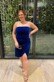 I wore this dress to a wedding and for New Years Eve. I am bigger on top, so I wore a strapless bra for more lift. There is boning, so it does help keep everything in place. I love the length. Not too long. Not too short. - Margarita P.