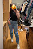 These are my favorite jeans. They are somewhat elastic so they are easy to sit in and they hug my butt perfectly. It's hard finding jeans that fit tightly but do not squeeze my stomach or legs! So comfy! - Katherine F.