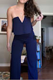 I have a smaller chest and big hips so finding a jumpsuit that's flattering is hard to come by but this was perfect. The top didn't move out of place at all and I danced confidently. I love, love, love this and look forward to wearing this again. - Amanda F.