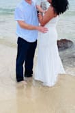 I truly cannot believe that I finally found my dress! We decided to elope in Hawaii - I had about 2 weeks to find a dress and ordered 10 different ones from Lulus(amazing customer service). I never thought I'd be comfortable in something like this, but once it was on - I KNEW. It has the most beautiful beadwork, tulle overlay skirt, and beaded straps that tie it all together. It has a floral pattern to the beading which really fits the Hawaiian theme. I went braless for a natural look and felt like a queen. This dress is the most amazing dress because it flattered my 6-month postpartum body and was so flowy, I wore it all day and through pictures. Just an amazing find - thank you, Lulus! - Liz C.