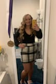 This whole outfit is from Lulus! I paired the skirt with a bodysuit and wore this outfit for Valentine's Day. The skirt is the perfect length, hugged my body well without being restrictive, and is super easy to put on/take off. I felt great in this outfit! For reference, I wear a size large athletic shorts and leggings and am a size 6-8 in jeans. I got a size large skirt and it fit perfectly. - Natalie H.